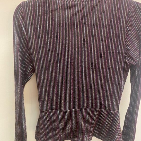 Francesca's: Sparkly Long Sleeve Wrap Top with Peplum - Picture 3 of 3